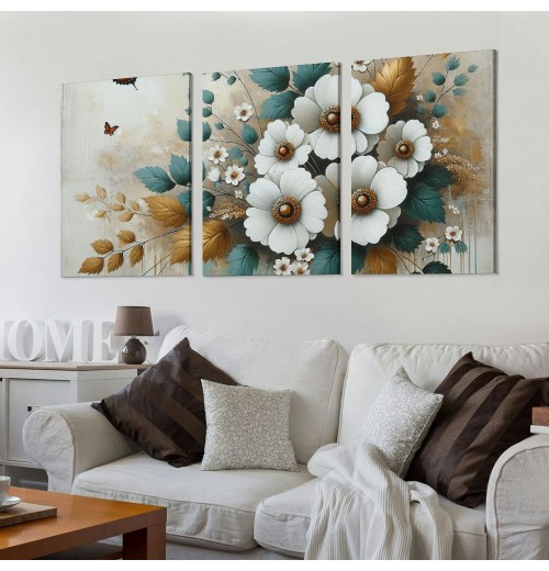 Ulloord Wall Art Modern Flower Artwork Paintings Butterfly Landscape Picture wall Decor for Living Room Bedroom Kitchen with Framed