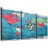 World Map Pictures Canvas Wall Art for Living Room Bedroom or Bathroom Wall Decor,Wall Map Wall Art Print Paitnings for Home Decor,World Map Waterproof Stretched Ready to Hang