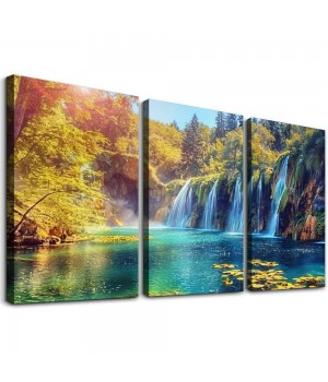 Lake Water Pictures Canvas Wall Art for Living room Bedroom Wall Decor,Waterfall Wall Art Print Paitnings for home Decor,Morden Artwork Sunset Tree Canvas Art