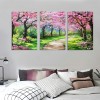 Canvas Wall Art Painting Pink Cherry Blossoms Park Tree Forest Wallpaper Spring landscape Picture Poster Print Framed and Stretched Ready to Hang for Living Room Bedroom Artwork