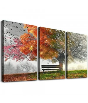 Canvas Prints Wall Art Decor Four Seasons Tree Picture Spring Summer Autumn Winter Tree Painting Artwork for Dining Room Kitchen Home Decor Framed Ready to Hang