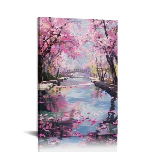 Anime Cherry Blossom Picture Cherry Blossom Forest Decor Poster Wall Art Hanging Picture Print Bedroom Decorative Painting Posters Room Aesthetic