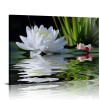 Canvas Prints Zen Wall Art Lotus Flower Prints Pictures for Bathroom Decor Spiritual Meditation Poster Artwork for Spa Decor Framed Read to Hang