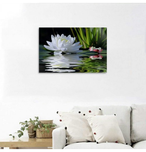 Canvas Prints Zen Wall Art Lotus Flower Prints Pictures for Bathroom Decor Spiritual Meditation Poster Artwork for Spa Decor Framed Read to Hang