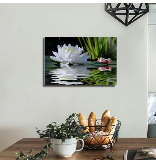 Canvas Prints Zen Wall Art Lotus Flower Prints Pictures for Bathroom Decor Spiritual Meditation Poster Artwork for Spa Decor Framed Read to Hang