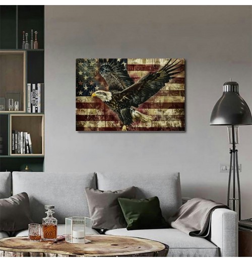 Flags Canvas Wall Art Hanging Pictures Home Decor Eagle Wall Decor Art Poster Bedroom Living Room Decor