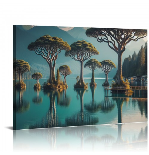 Natural landscape Wall art Landscape Trees Canvas art Poster Living Room, Bedroom Decoration Wall Hanging Picture