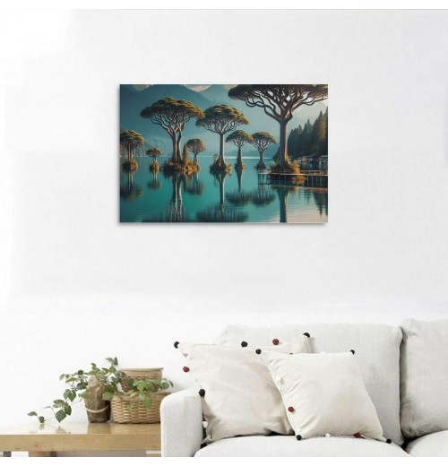 Natural landscape Wall art Landscape Trees Canvas art Poster Living Room, Bedroom Decoration Wall Hanging Picture