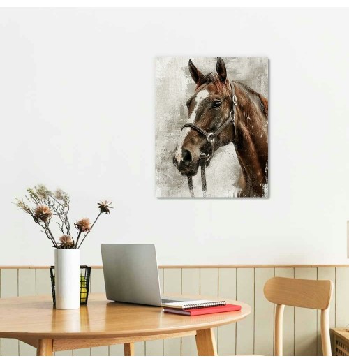 Vintage Horse Canvas Wall Art Brown Horse Canvas Pictures Wall Decor Farmhouse Animals Canvas Painting Rustic Artwork Canvas Prints Living Room Bedroom Bathroom Office Home Wall Decoration