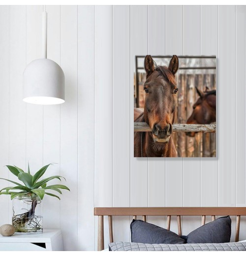 Farmhouse Rustic Wall Art for Bedroom Home Bathroom Decor for the Home Country Horse Pictures Artwork for Kitchen Wall Decor Modern Canvas Framed Wall Art 