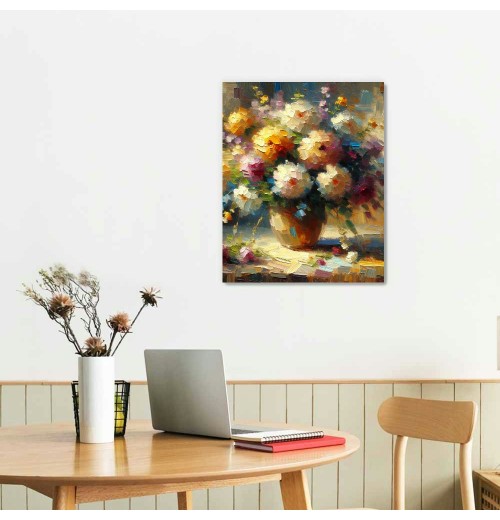 Vase with Chinese Asters and Gladioli Canvas Prints Wall Art by Famous Oil Paintings Reproduction Modern Abstract Flowers Artwork Pictures for Living Room Home