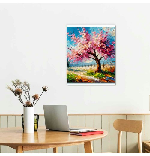 Canvas Wall Art Pink Peach Tree Canvas Print Hanging Pictures for Bathroom Bedroom Living Room Office Decor