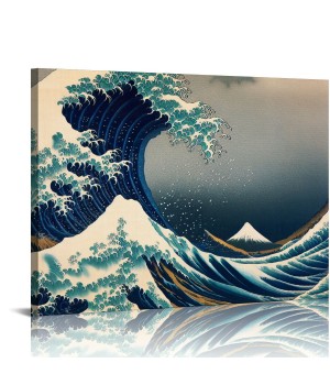 Great Wave of Kanagawa Katsushika Hokusai Giclee Canvas Prints Wall Art Abstract Seascape Pictures Paintings for Living Room Home Decorations Large Modern Stretched and Framed Sea Artwork