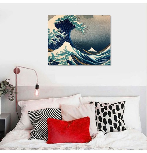 Great Wave of Kanagawa Katsushika Hokusai Giclee Canvas Prints Wall Art Abstract Seascape Pictures Paintings for Living Room Home Decorations Large Modern Stretched and Framed Sea Artwork